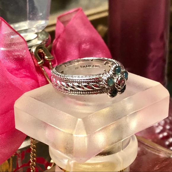 JUDITH RIPKA JADE OR OPAL FLOWER➕DMQ CENTER RING - Picture 2 of 14